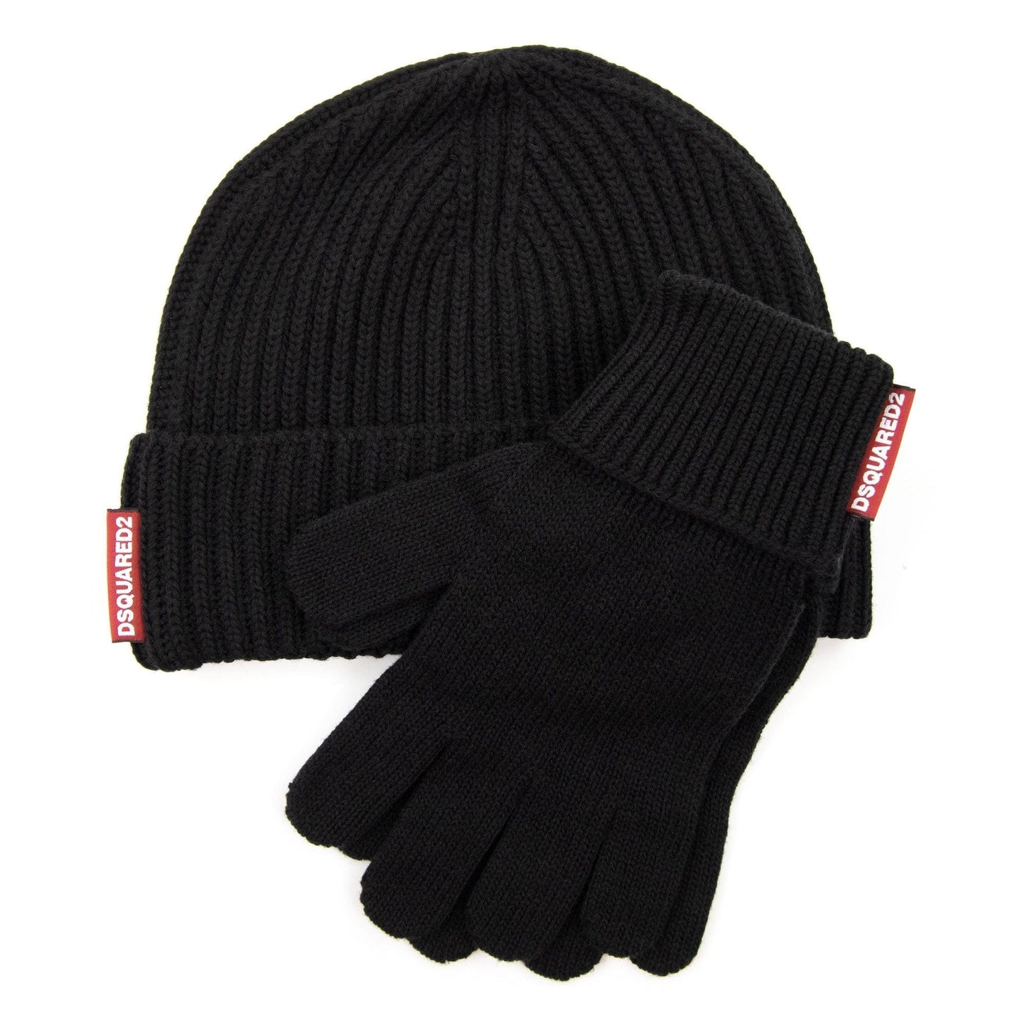 Dsquared2 Warmy Hat & Gloves Knit Set Black