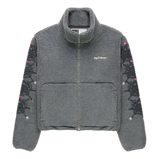 Sp5der Webstone Teddy Fleece Zip Up 'Slate Grey' JA001SS26SLT
