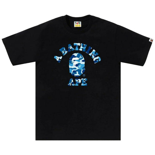 BAPE ABC CAMO COLLEGE T-SHIRT BLACK/BLUE SS25