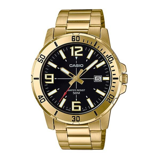 CASIO Stainless Steel Strap Mens Gold Analog MTP-VD01G-1B