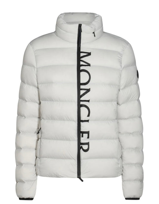 GIUBBINO MONCLER UOMO BIANCO SCRITTA NERA