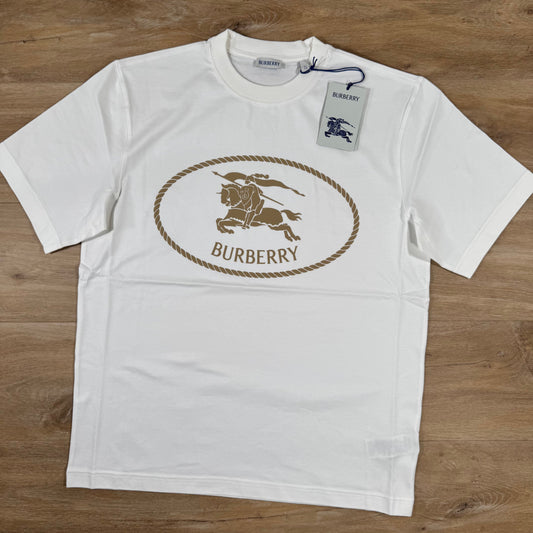 Burberry Knight Stamp Cotton T-Shirt in Chalk