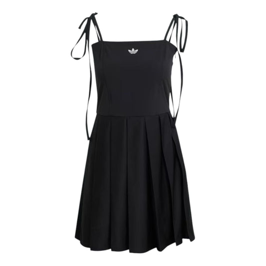(WMNS) adidas Ribbon Pleated Mini Dress Asia Sizing 'Black' JW0115