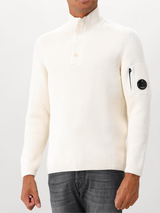 Cp Company Gebreide Trui Gebroken Wit Polo Collar