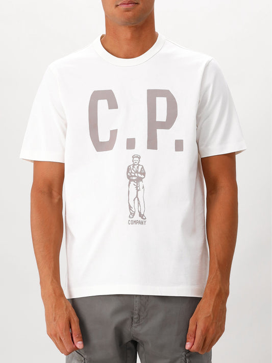 C.P. Company T-shirt Beige Mercerized Jersey 30/2 Twisted