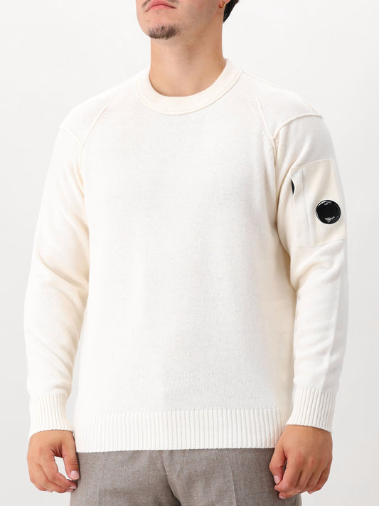 Cp Company Gebreide Trui Wit Lambswool