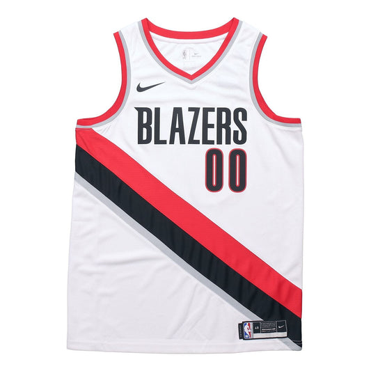 Nike NBA Stripe Quick Dry Basketball Jersey 'White Black Red' CW3607-100