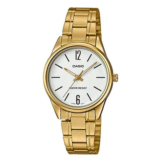 CASIO Fashion Stylish Steel Strip Waterproof Quartz Watch White Stainless Steel Strap LTP-V005G-7B