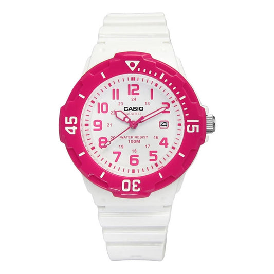 CASIO Waterproof Pink/White Analog LRW-200H-4B