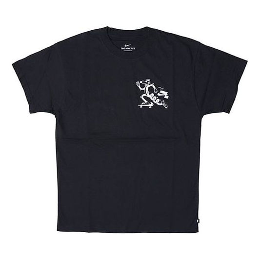 Nike SB Skateboard Funny Pattern Skateboard Short Sleeve Black CW5407-010