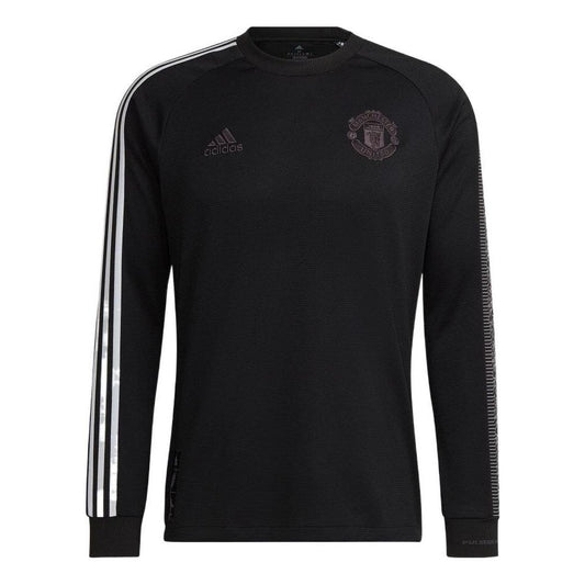 Men's adidas Stripe Round Neck Long Sleeves Black T-Shirt HG7747