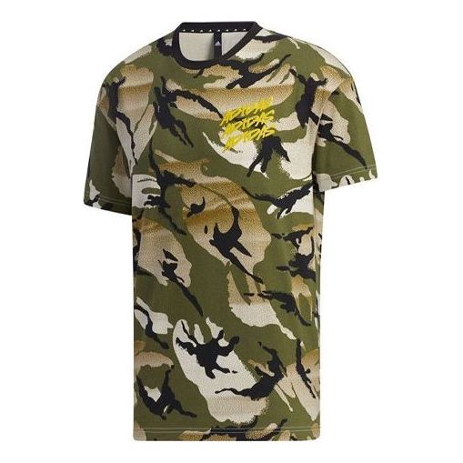 adidas Ub Gfx T Aop Sports Stylish Camouflage Printing Short Sleeve Yellow GP0883