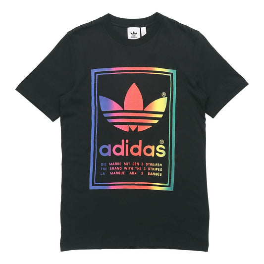adidas originals Vintage Tee Multi-Color Gradient Logo Short Sleeve Black ED6917