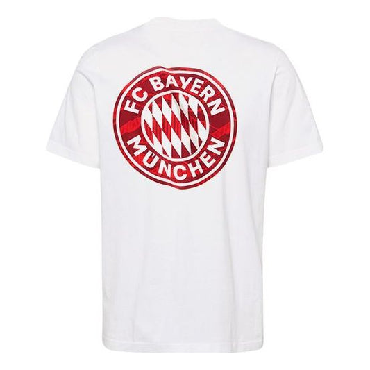 adidas Fcb Str Tee Alphabet Printing Soccer/Football Sports Short Sleeve White GR0705