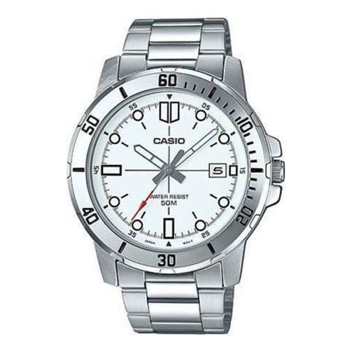 CASIO Stainless Steel Strap Unisex Mens Silver Analog MTP-VD01D-7E
