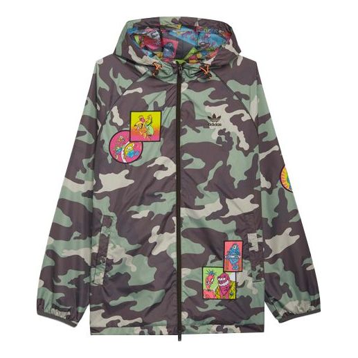 adidas originals x JEREMY SCOTT Crossover Casual hooded Camouflage Jacket Green H53375