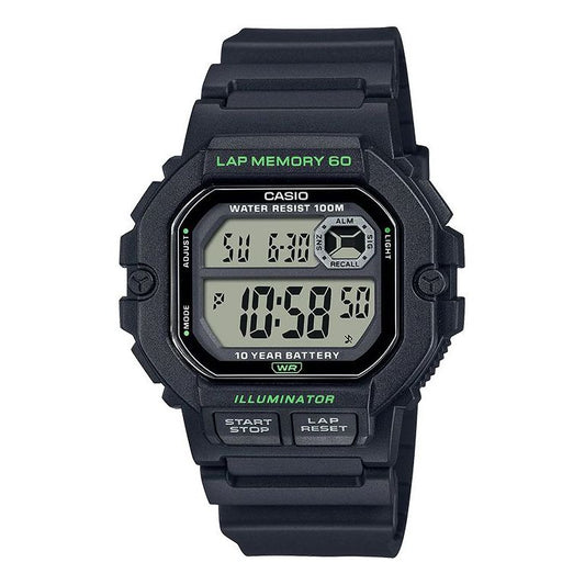 CASIO Stylish Waterproof Quartz Movement 47.2*44.5*13.4mm Resin Strap Watch Black Unisex Mens WS-1400H-1A