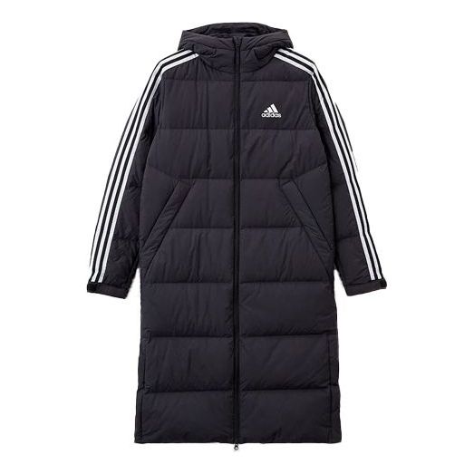 adidas 3ST Long Coat Outdoor Sports Hooded Stay Warm Down Jacket Black H20760