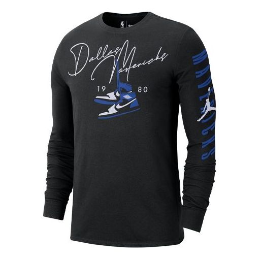Men's Nike Casual Round Neck Pullover Printing Long Sleeves Black T-Shirt DJ6537-010