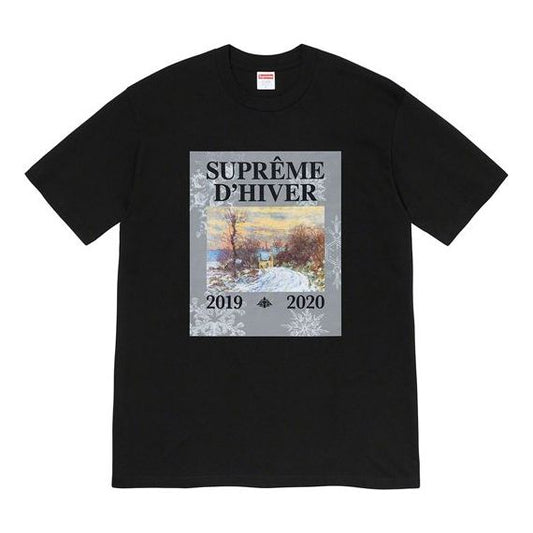 Supreme FW19 Week 17 DHiver Tee Winter Scene Printing Short Sleeve Unisex Black SUP-FW19-10930
