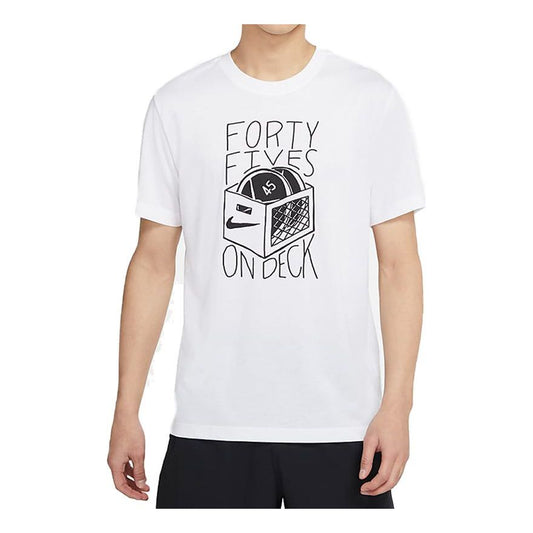 Nike Dri-FIT Sports Training Printing Pattern Quick Dry Round Neck Short Sleeve White DA0612-100
