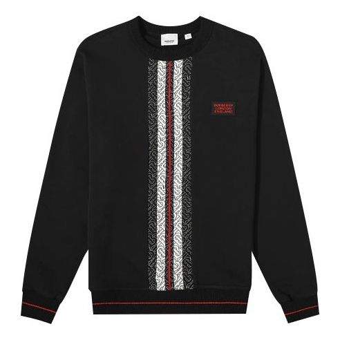 Burberry MENS SS20 Striped Logo Printed Crewneck Black 80269391