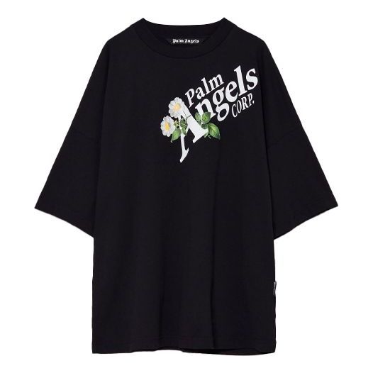 PALM ANGELS Men's SS21 Flowers-print Black PMAA041S21JER0041001