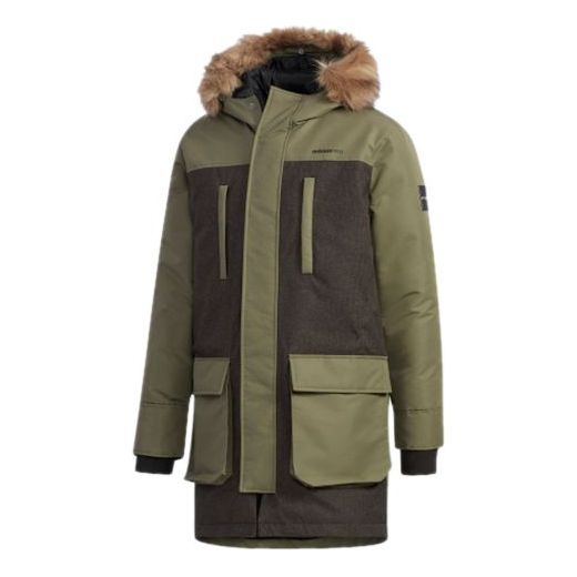 adidas neo M STRT Down PRK Sports hooded Stay Warm Down Jacket Khaki Brown EI4396