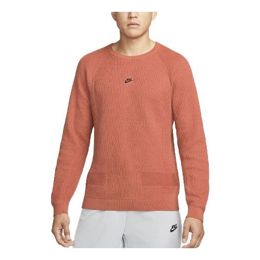 Men's Nike Round Neck Long Sleeves Casual Sports Pullover Knitwear Madder Root Brown DN3618-827