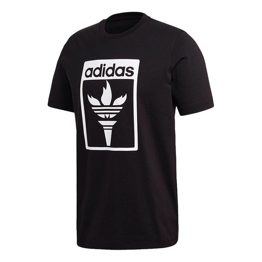 adidas originals Tee 1 Logo Printing Round Neck Short Sleeve Black GK5909