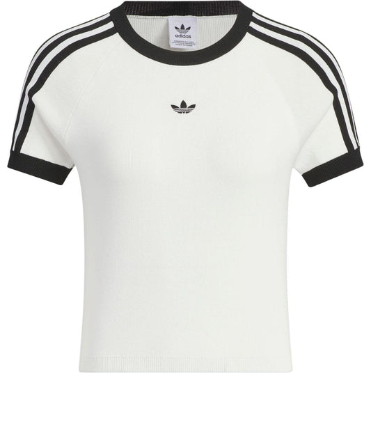 (WMNS) adidas Originals 3-Stripes Graphic Knit T-shirt Asia Sizing 'White Black' JI7049