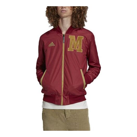 adidas Fcb Lny Bomber limited Bayern Munich Black Soccer/Football logo Jacket Brown Red H67166