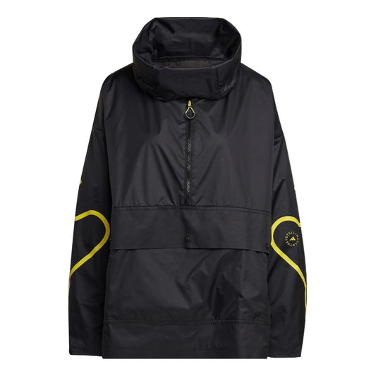 (WMNS) adidas by Stella McCartney Half-Zip Mid-Length Windbreaker Asia Sizing 'Black Yellow' HG6886