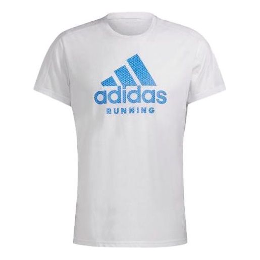 adidas Run Logo Tee M Logo Printing Round Neck Short Sleeve White GJ6474