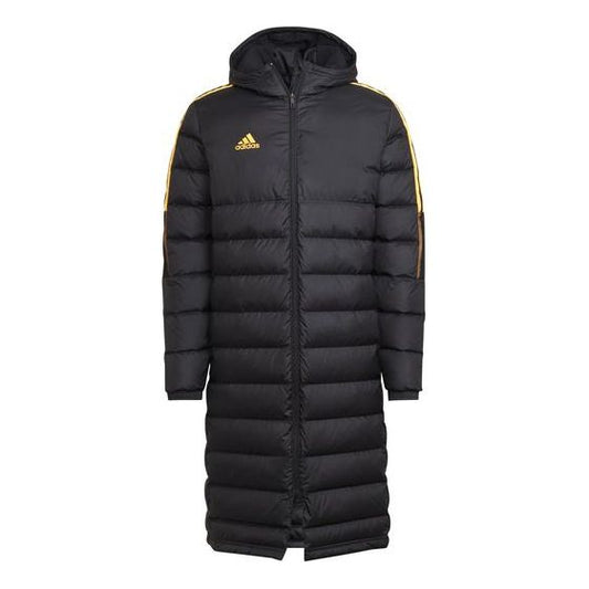 Men's adidas Small Logo Mid-Length Hooded Down Jacket Black H38731