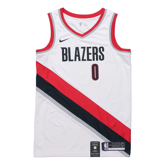 Damian Lillard Trail Blazers Association Edition Nike NBA Swingman Jersey 'White Red Black' 864445-100
