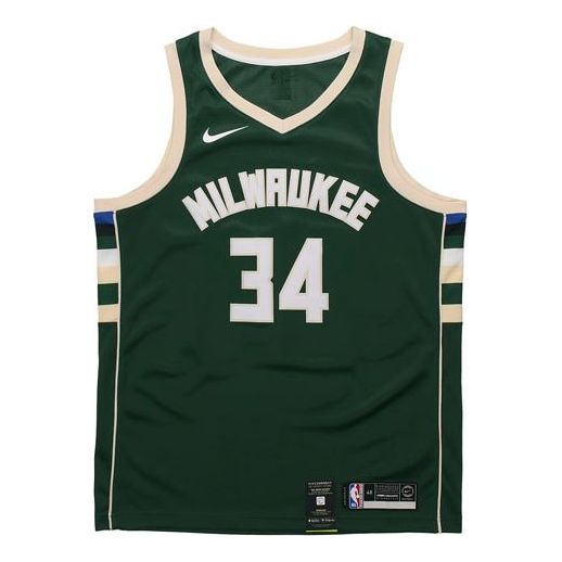 Nike NBA Sports Basketball Jersey/Vest SW Fan Edition Milwaukee Bucks Alphabet 34 Green 864489-323
