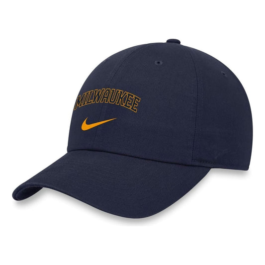 Nike Heritage 86 Wordmark Swoosh MLB Milwaukee Brewers Adjustable Caps 'Navy' NK1241SMZB-WM0