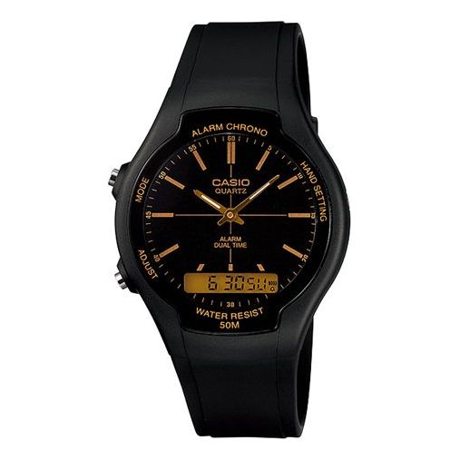 CASIO Quartz Waterproof Mens Black Analog/Digital Combo AW-90H-9E