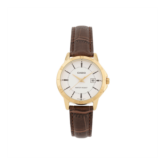 CASIO Quartz Waterproof Brown Analog LTP-V004GL-7AUDF