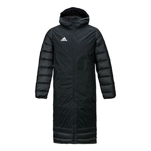 adidas Long Hooded Down Jacket 'Black' BQ6590