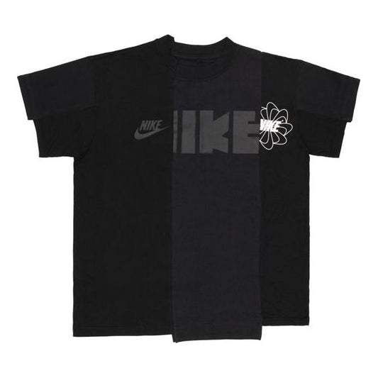 (WMNS) Nike x sacai NRG Splicing Logo T-Shirt 'Black' CD6311-010