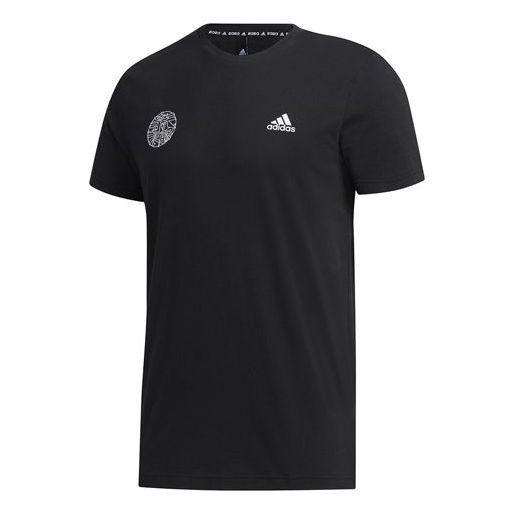 adidas Alphabet Logo Printing Short Sleeve Black FU6219