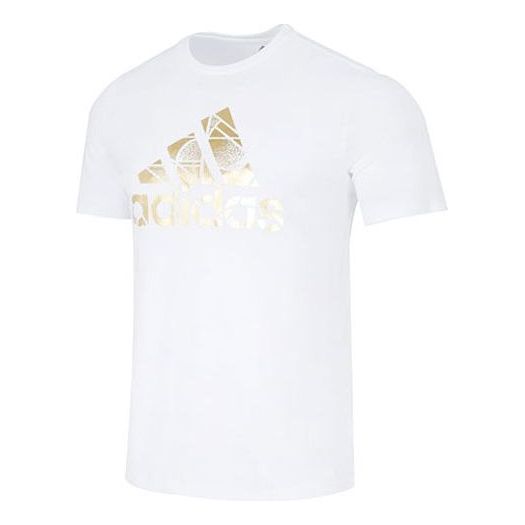 adidas Large Logo Printing Casual Round Neck Short Sleeve White HG2179