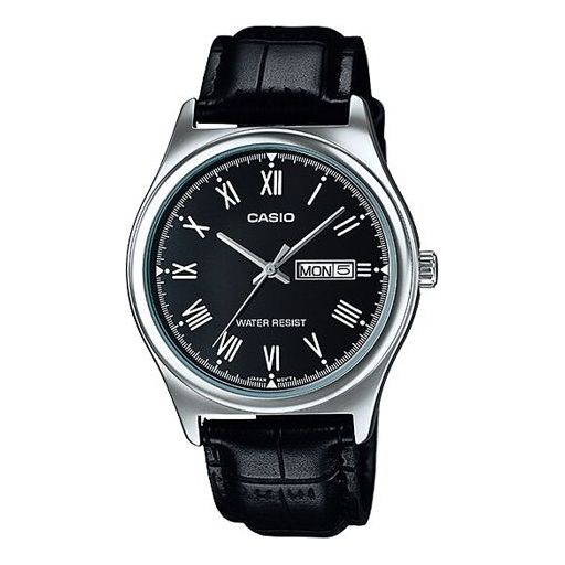 CASIO Leather Band Waterproof Men Mens Black Analog MTP-V006L-1B