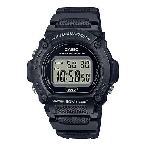 CASIO Waterproof Quartz Sports Mens Black Digital W-219H-1A