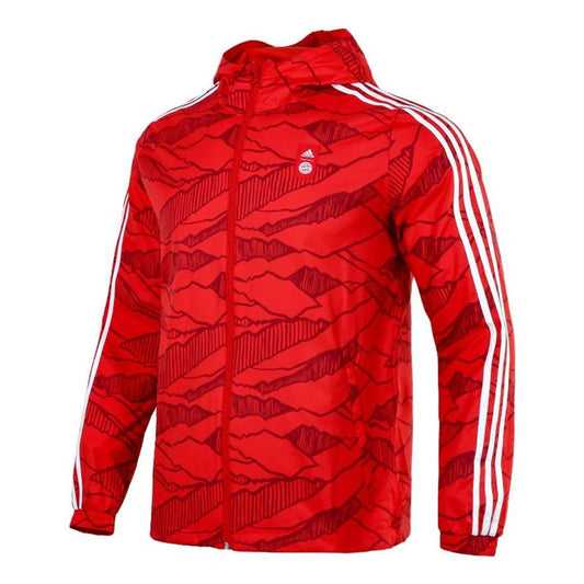 Men's adidas Soccer/Football Training Windproof Quick Dry Casual Woven Hooded Jacket Red GR0683