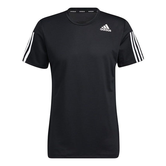 adidas Aero3s Tee Pb Stripe Sports Short Sleeve Black GQ2159