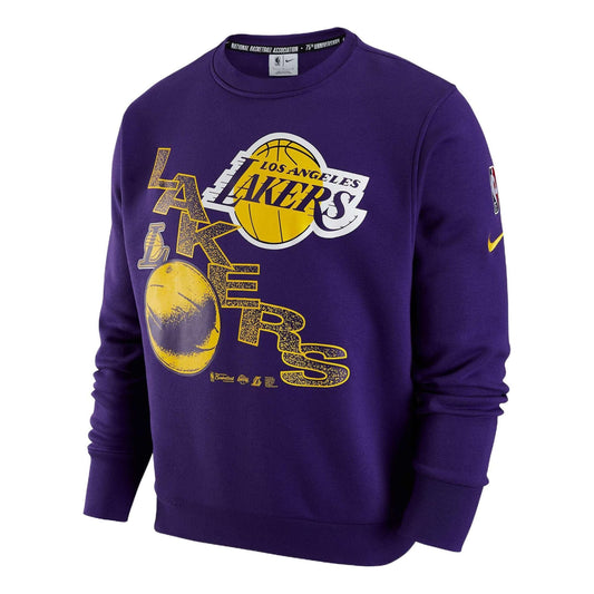 Nike NBA Los Angeles Lakers Courtside Casual Sports Printing Fleece Long Sleeves Purple DH9439-504