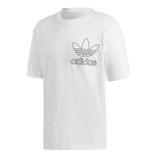 adidas originals Outline Tee Casual Cozy Round Neck Short Sleeve White DV1562